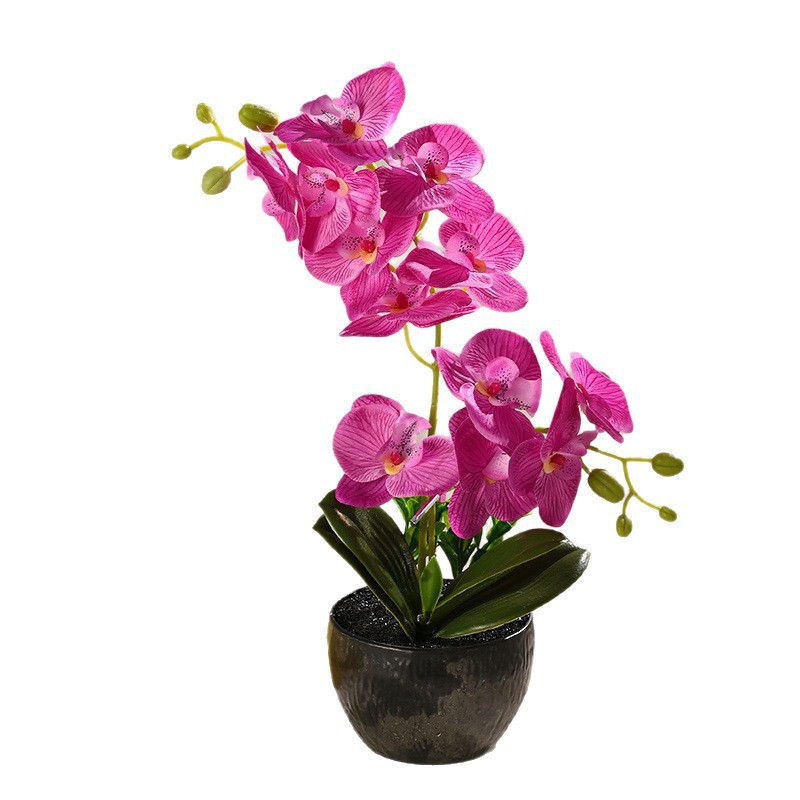 12 tela orquídea mariposa simulación bonsai decoración del hogar fotografía flores artificiales flores de boda pequeños adornos verdes artificiales image 6