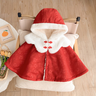 Baby Cloak Autumn and Winter Out Cloak Children Windproof Cloak fleece-lined Warm Baby Princess Super Cute Coat