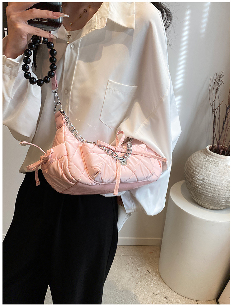 Women's Medium Pu Leather Solid Color Bow Knot Streetwear Zipper Underarm Bag display picture 16