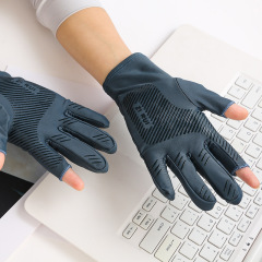 跨境男士防滑露二指手套開車防曬手套彈力戶外手套自行車騎行手套