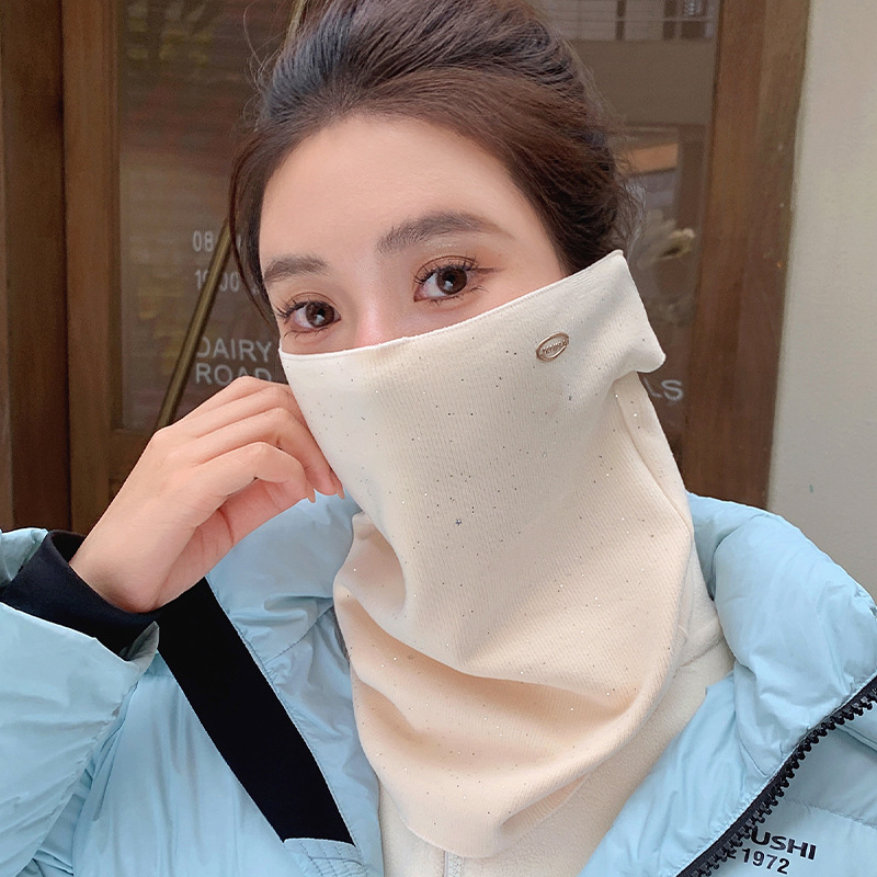 新款挂耳护颈面罩女秋冬季保暖防风围巾面罩一体骑车防寒针织护脖|undefined
