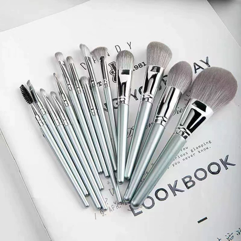 Набор кистей для макияжа из 14 предметов, включая кисть для теней, кисть для пудры, кисть для тональной основы, кисть для губ, полный комплект кистей для макияжа.