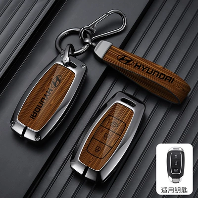 Car key bag: 21/22 Fifth Generation Tucson L - standard-type-a-3-button-wood-grain-brown-leather-buckle