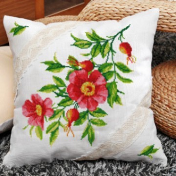 Bordado DIY paquete de material hecho a mano Cruz puntada pareja almohada boda de dibujos animados coche almohada cojín cubierta Rosa amor