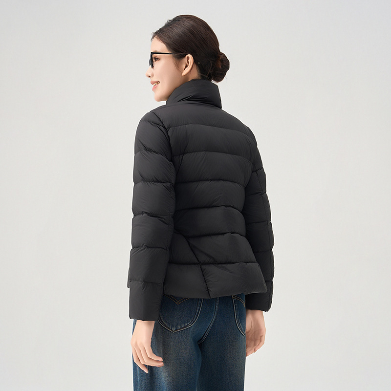 Jiangnan Style White Duck Down Jacket For Women, Autumn And Winter New Stand Collar, Waist-Cinching, High-End Feel,_voghion.com