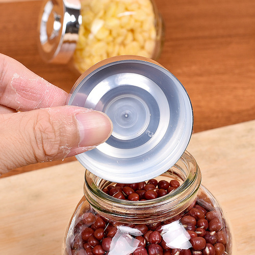 Transparent glass bottle storage jar sealed seasoning bottle jar small sealed jar glass jar storage jar flat drum bottle