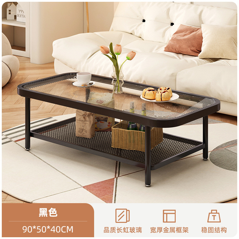 Mesa de té sala de estar doméstica pequeña mesa de casa 2025 nueva moderna simple creativa cuadrada mesa de té de vidrio temperado