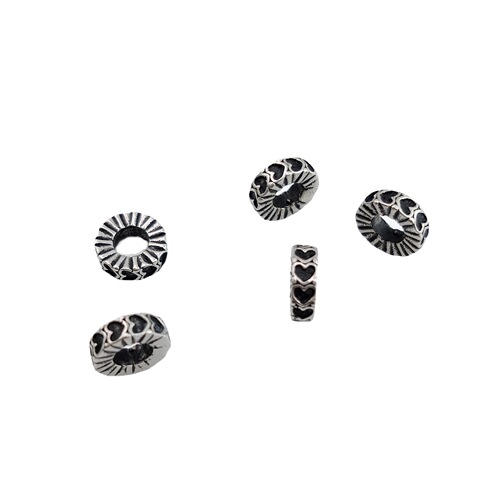 DIY stainless steel hollow cylindrical heart-shaped open-hole beads bracelet decorative retro heart gear beads