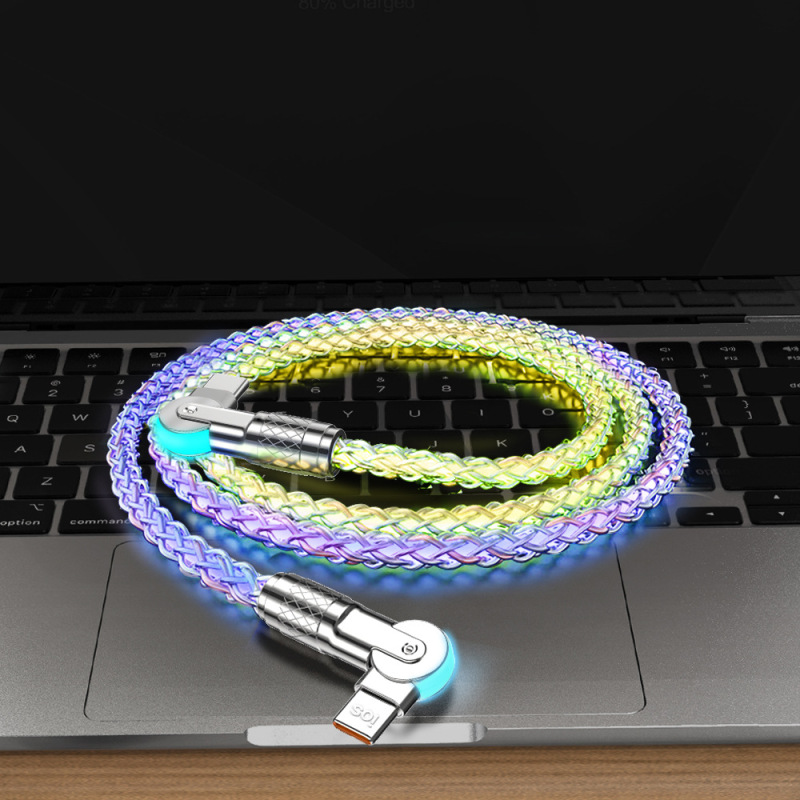 クロスボーダー2in1カラフル急速充電データケーブルRGB発光グラデーション亜鉛合金4in1多機能充電ケーブル|undefined