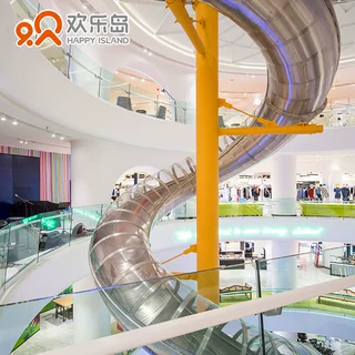 半透明不锈钢螺旋滑梯厂家定做室内外无动力游乐设备S型滑梯设计