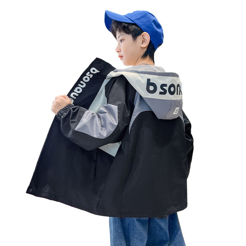 Boys' windbreaker jacket children's clothing Korean-style jacket loose-fit upper garment for middle and older children spring wear fashionable style