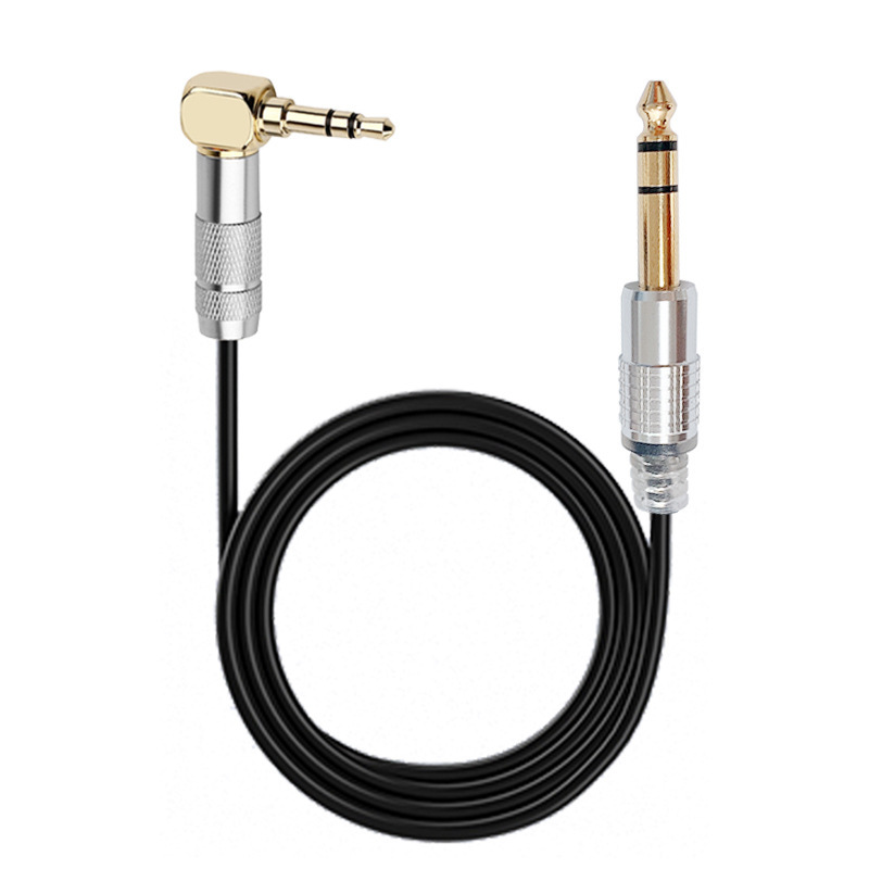 3.5 male elbow to 6.35 male stereo XLR audio cable TRS stereo audio gold plated AUX adapter cable