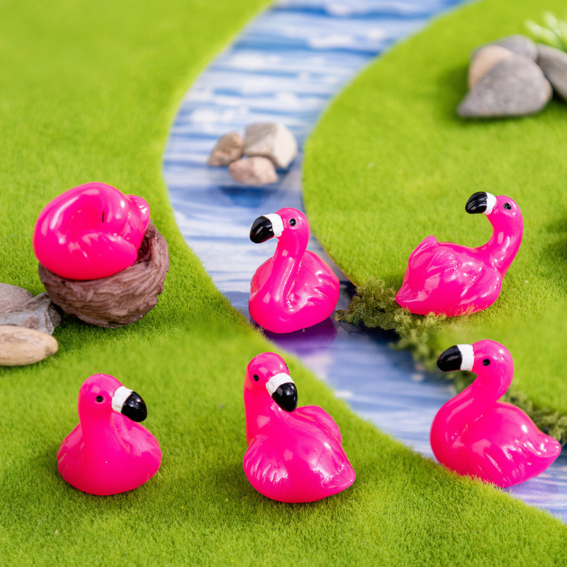 Cross-border micro-landscape ornaments flamingo resin diy simulation cartoon animal creative small ornaments decorations wholesale