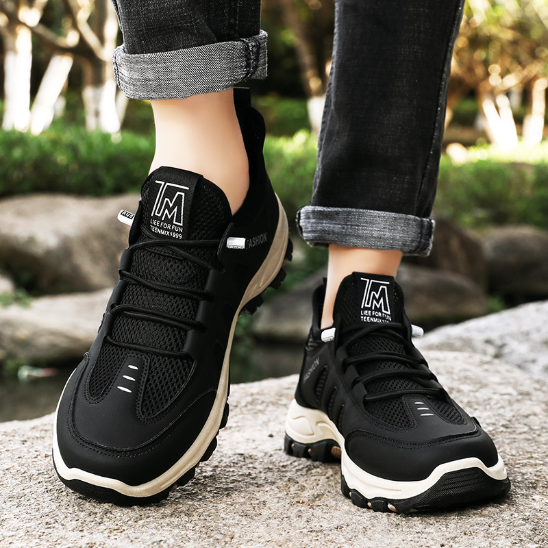 Zapatos de hombre, zapatos deportivos con cordones de verano, zapatos de senderismo resistentes al desgaste al aire libre, zapatos individuales cómodos para hombres, zapatos casuales diarios para papá