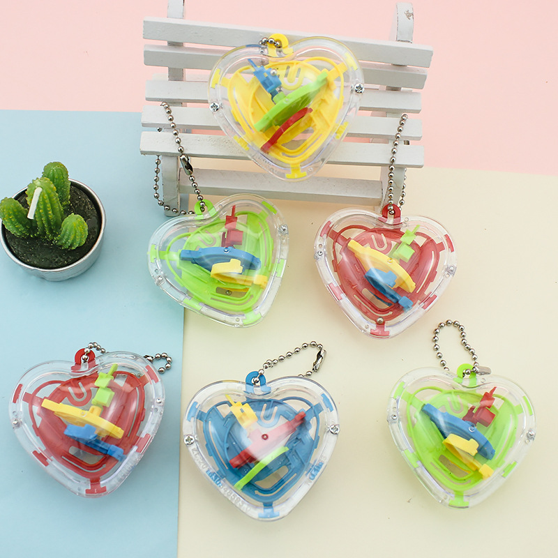 Puzzle amor en forma de corazón bola laberinto tridimensional 50 cerrado con llaveras bola laberinto bola bola bola creativa regalos pequeños juguetes al por mayor image 2