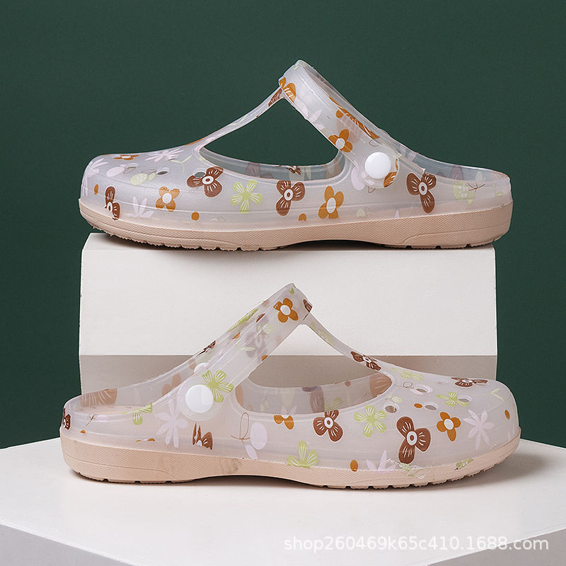 Summer New Style Clogs Women's Sandals Flat Jelly Shoes Maternity Shoes Beach Shoes Thickened Home Sandals Women