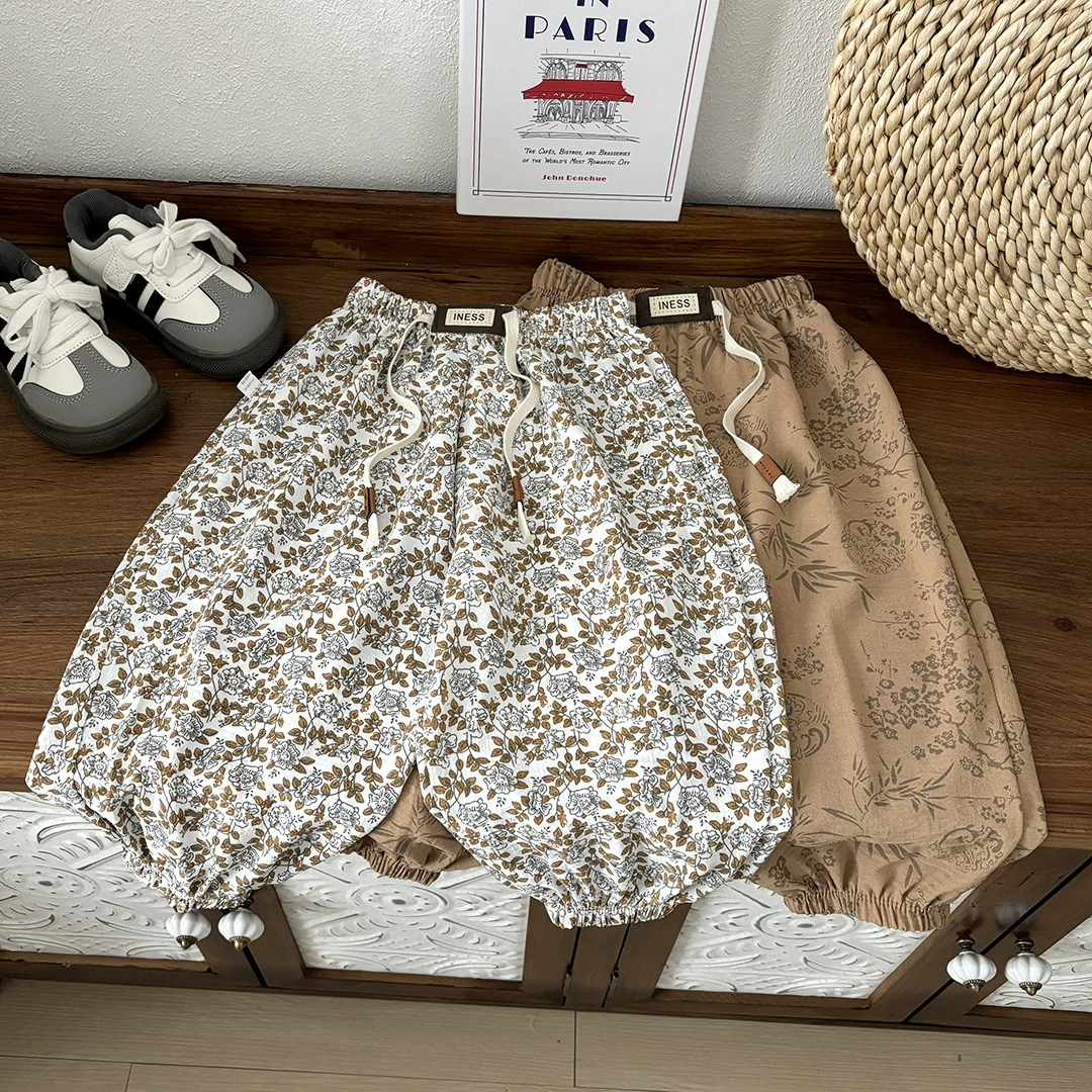 Новые штаны от комаров Летние детские брюки тонкие для мальчиков, девочки, одиночные брюки, широкие брюки, широкие брюки, широкие брюки, детские брюки снаружи оптом