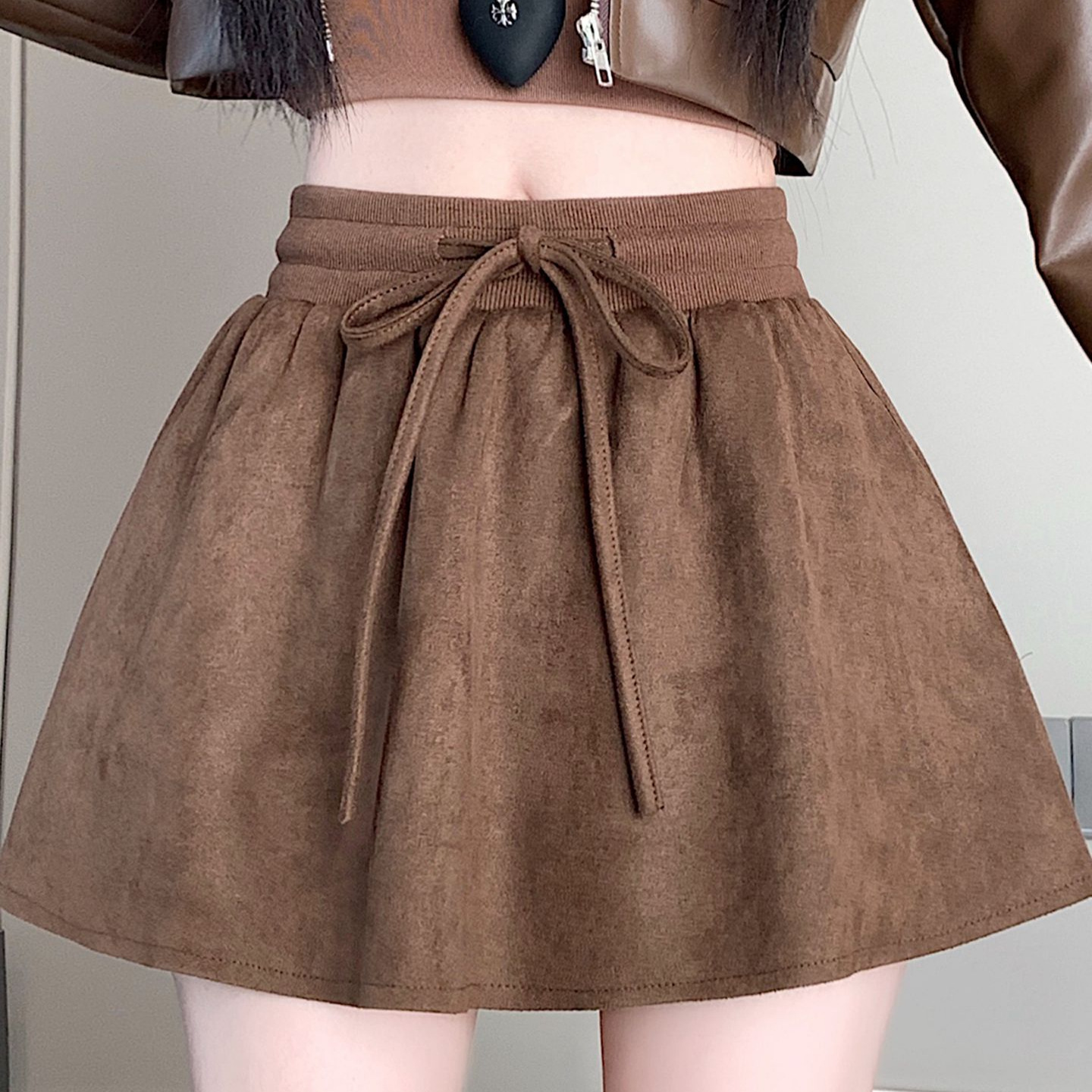 源头厂家 高腰显瘦麂皮绒半身裙防走光短裙a字裙女秋冬靴群裤新款