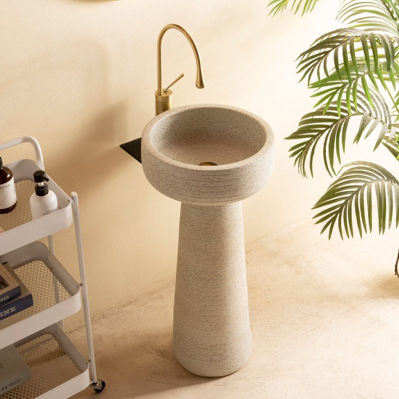 Outdoor Wash Basin Small Size Courtyard Column Wash Basin Retro Floor-Standing Garden Sink Outdoor Wash Basin