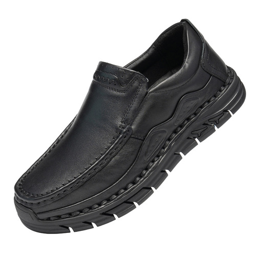 Broad-toe business formal first-layer cowhide men's casual leather shoes, soft leather soft-soled toe-on-line thick-soled leather shoes for men