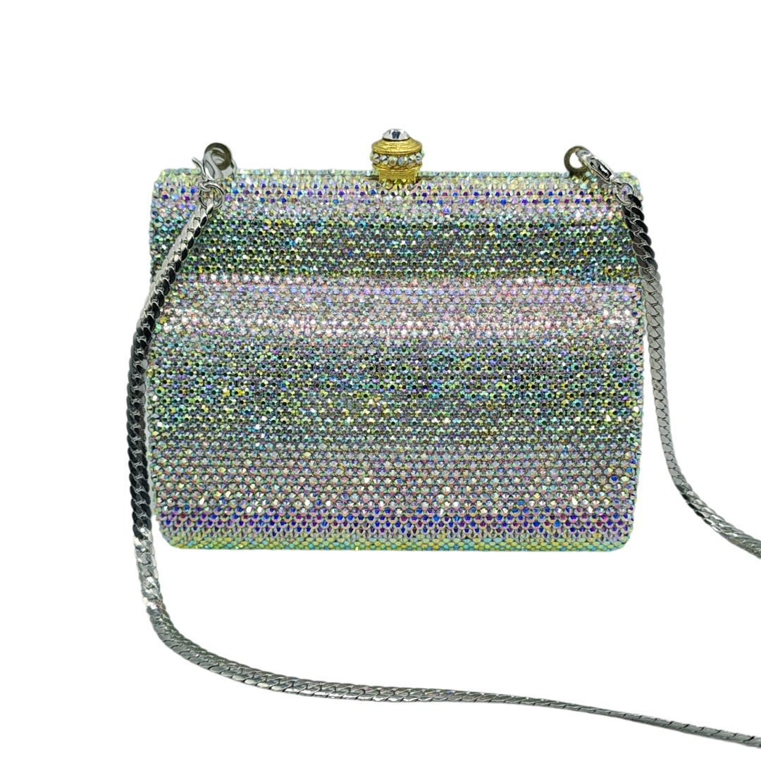 * Bolsa de mano de diamante de lujo fondo plano lleno de diamantes bolsa de banquete bolsa pequeña mujer Rhinestone bolsa de embrague