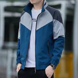 夹克男士秋冬季新款百搭立领休闲外套男装春款潮流开衫运动上衣服