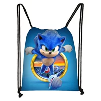 Sonic черная большая полиэстеровая сумка на шнурке студенческая уличная очень большая сумка для покупок оптом простая