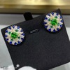 Fashionable fresh blue diamond, earrings, silver 925 sample, city style, European style