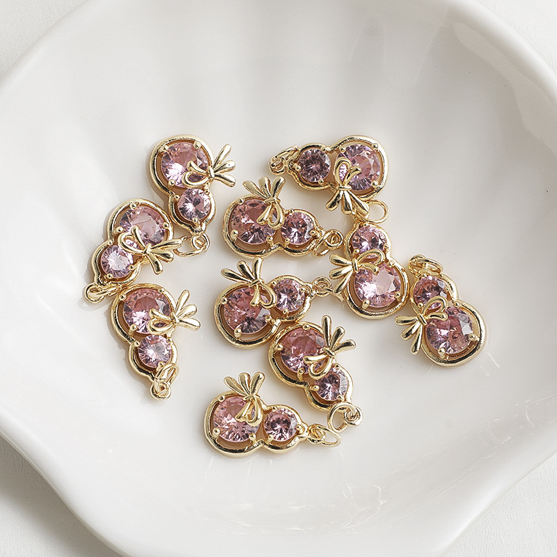 14K ゴールドフィルドカラーリジジルコンリボンひょうたんペンダントフールトランスファークリスタルネックレスペンダント diy アクセサリー