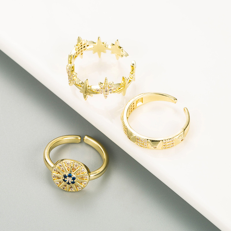 fashion copper micro-inlaid lucky devilu0027s eye open ring