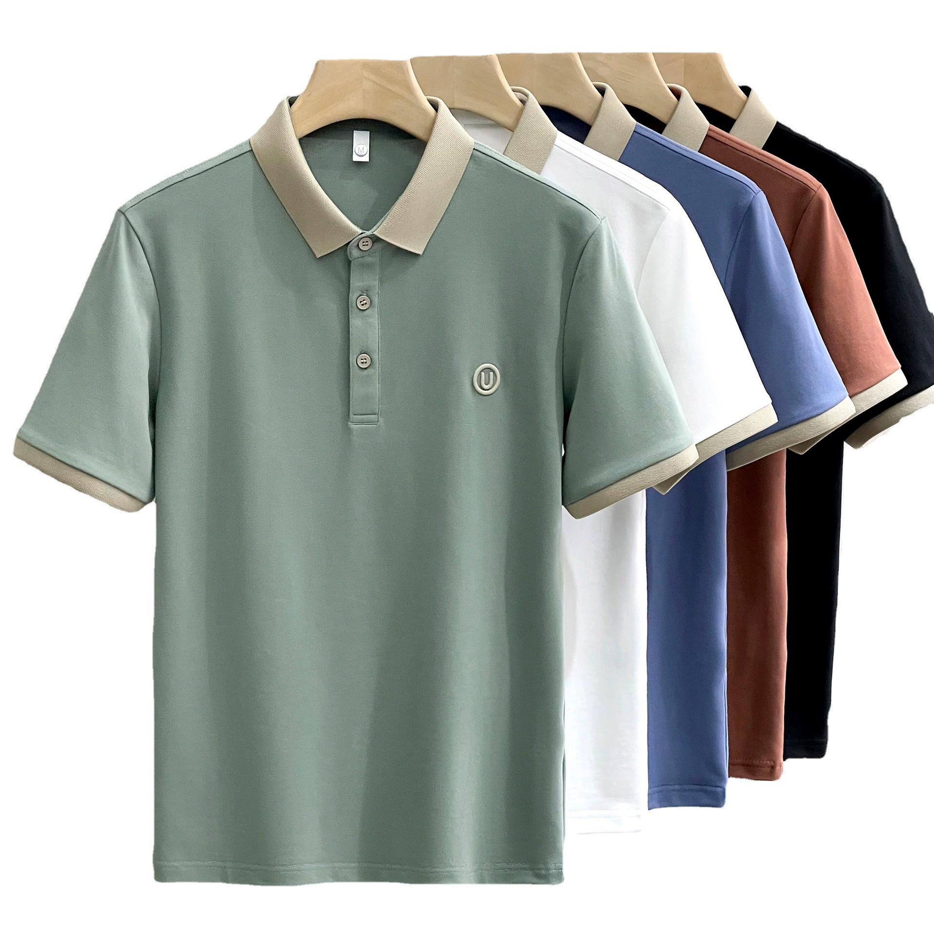 Источник 2024 Новый стиль рубашки поло с короткими рукавами для мужчин тонкая вышивка модная повседневная футболка с короткими рукавами для мужчин