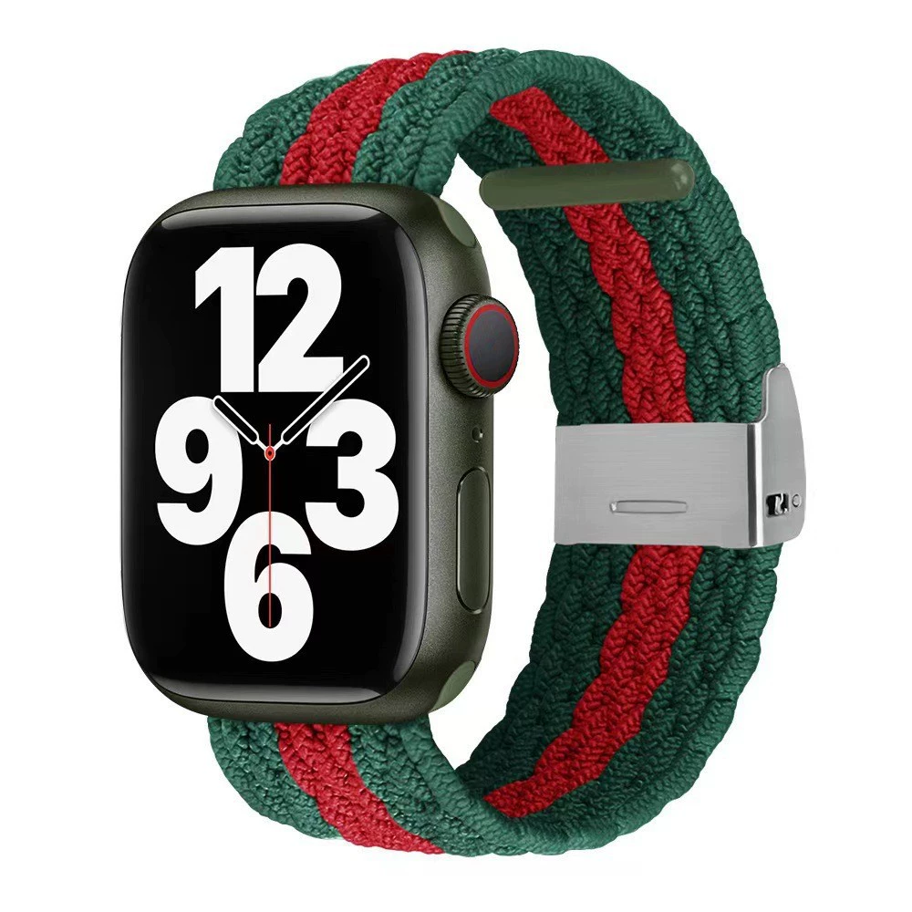 Совместимо с Apple Watch 5-6-7-8-9-10 поколения Snap-on нейлоновый плетёный ремешок iWatch S10 регулируемый браслет