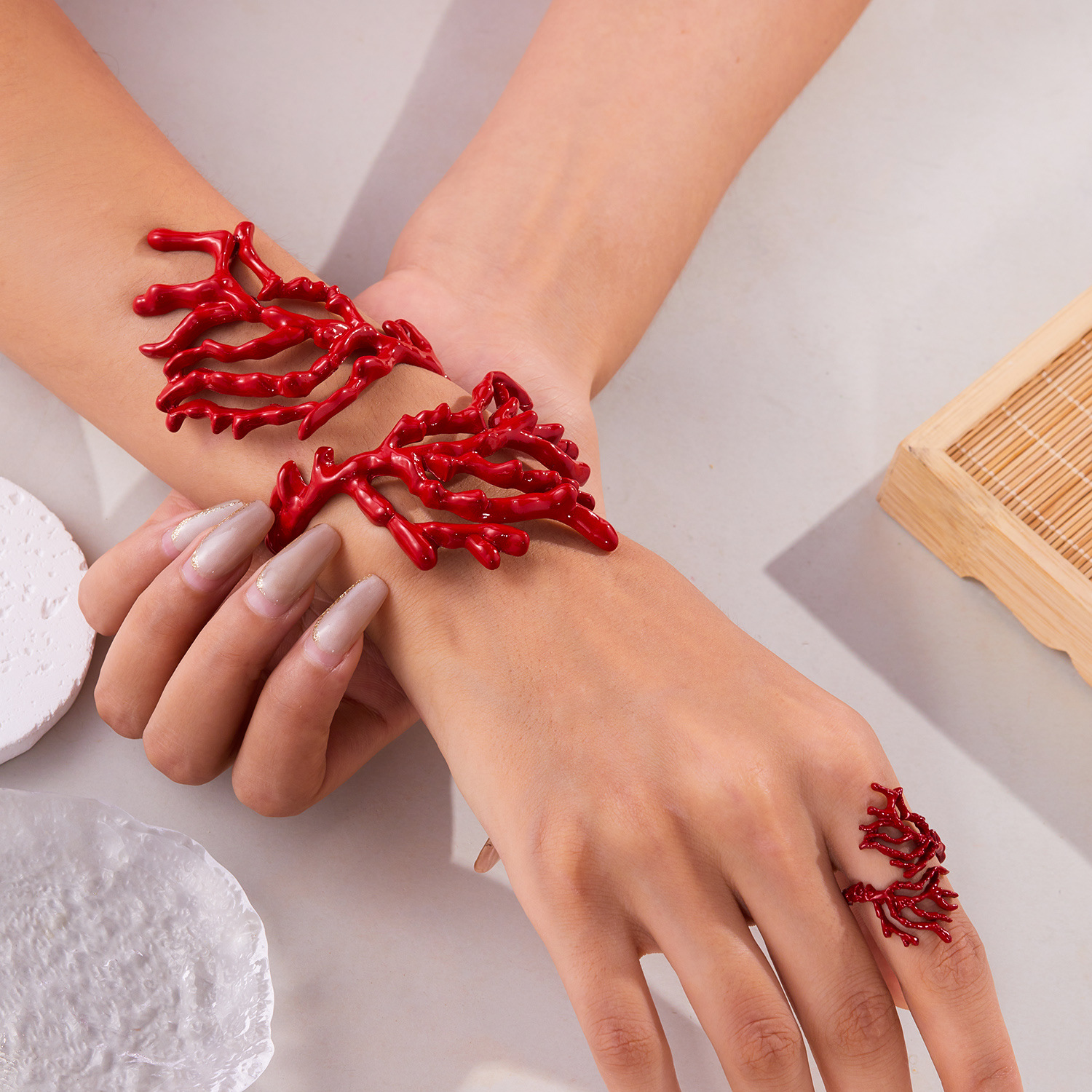 11g Weight Jewelry Set Classification 1 Set Quantity Holiday, Daily, Street Occasion Alloy, Resin Material Coral Pattern Unisex Gender Stoving Varnish Design Lady Style Lady Coral Alloy Resin Stoving Varnish Unisex Jewelry Set 4