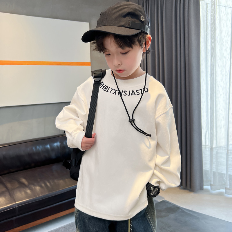 Maglietta a maniche lunghe per bambini Primavera e 2024 Nuova maglietta per bambini di taglia media e grande, stile western alla moda_voghion.com