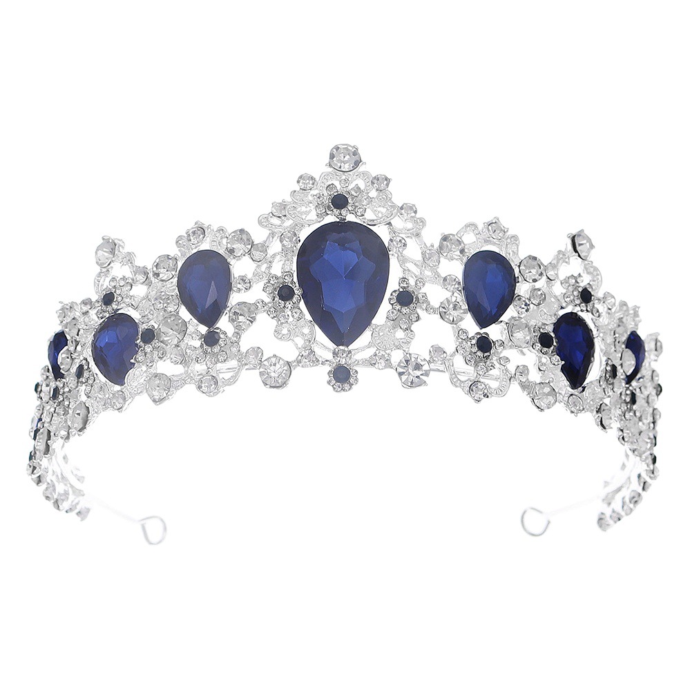 Europeo y americano boda joyería vintage rhinestone corona princesa cumpleaños pelo accesorios corte lujo rojo cristal nupcial corona