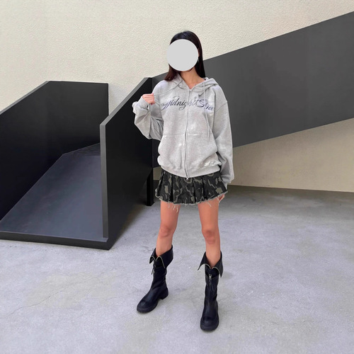 Amazon autumn and winter 2025 cross-border printed hooded men and women ins color contrasting zipper hoodie European and American fashion coat
