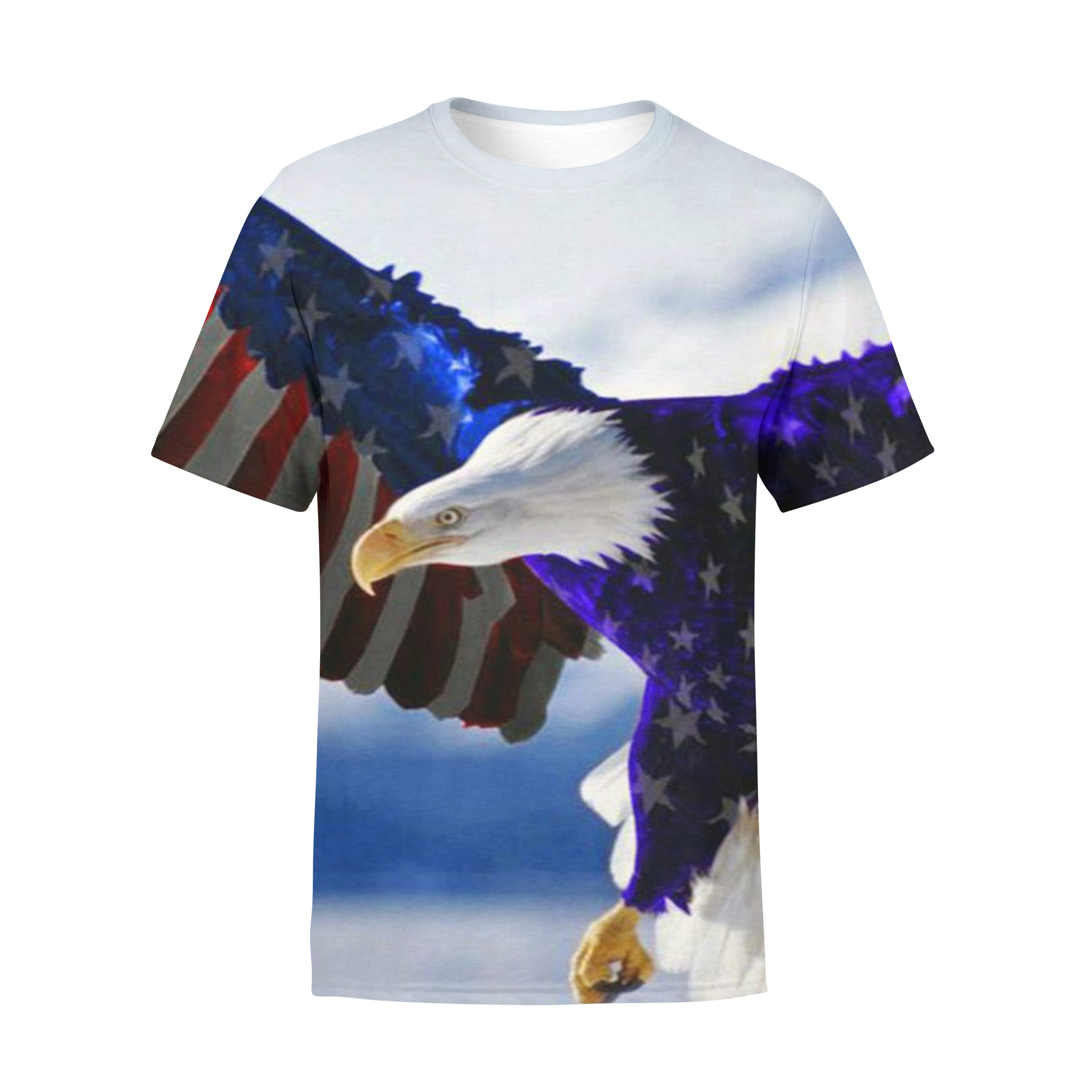 2022 verano nueva manga corta 3D Impresión digital bandera americana hombres y mujeres ropa camiseta suelta