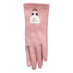 2023新型秋冬保温手袋女性スエードのプリントカバーのタッチパネルは、insとベルベットを摘み取らない