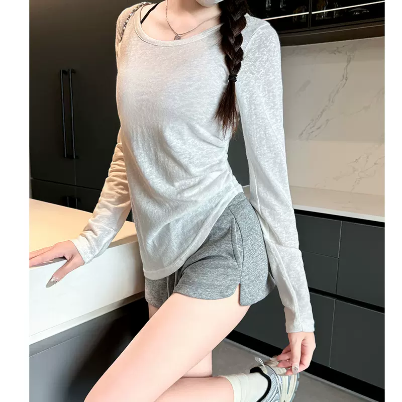 斜边不规则套衫女夏季女装新款宽松显瘦T恤上衣设计感圆领打底衫