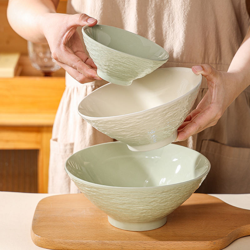 陶瓷商用米线碗面碗斗笠螺纹熟料碗中式拉面碗麻辣烫碗饭碗反口碗