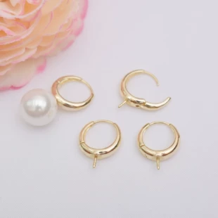 Серьги латунные гипоаллергенные, покрытие 14k золото, корейский стиль, 15 мм, экологичная отделка