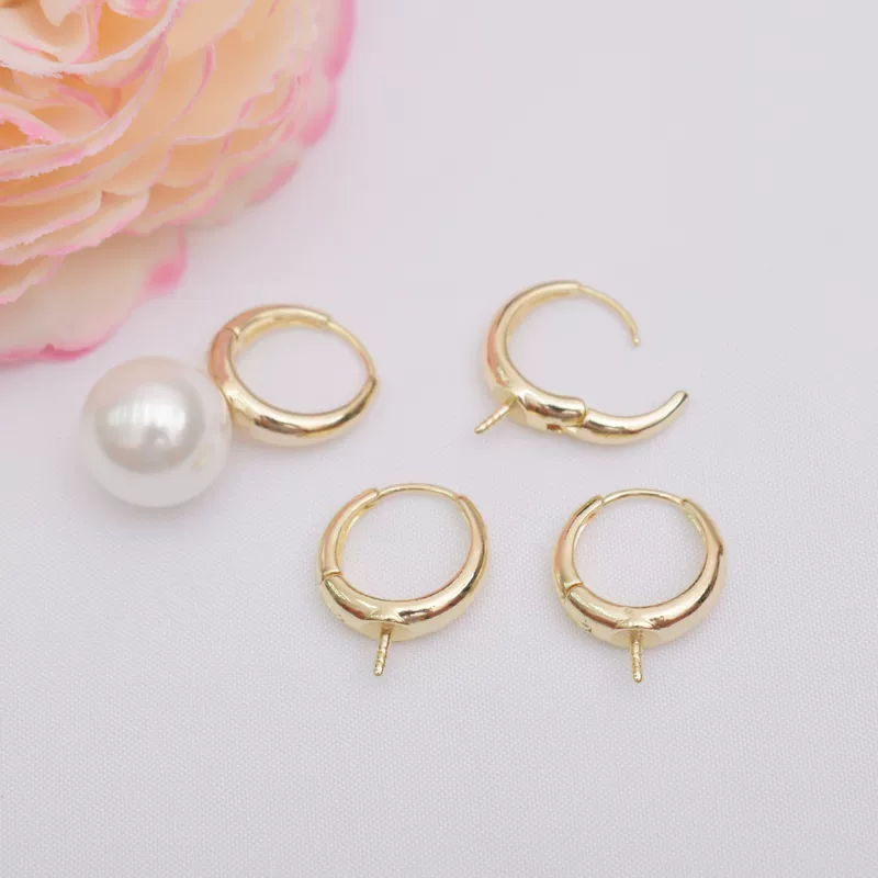 Серьги латунные гипоаллергенные, покрытие 14k золото, корейский стиль, 15 мм, экологичная отделка