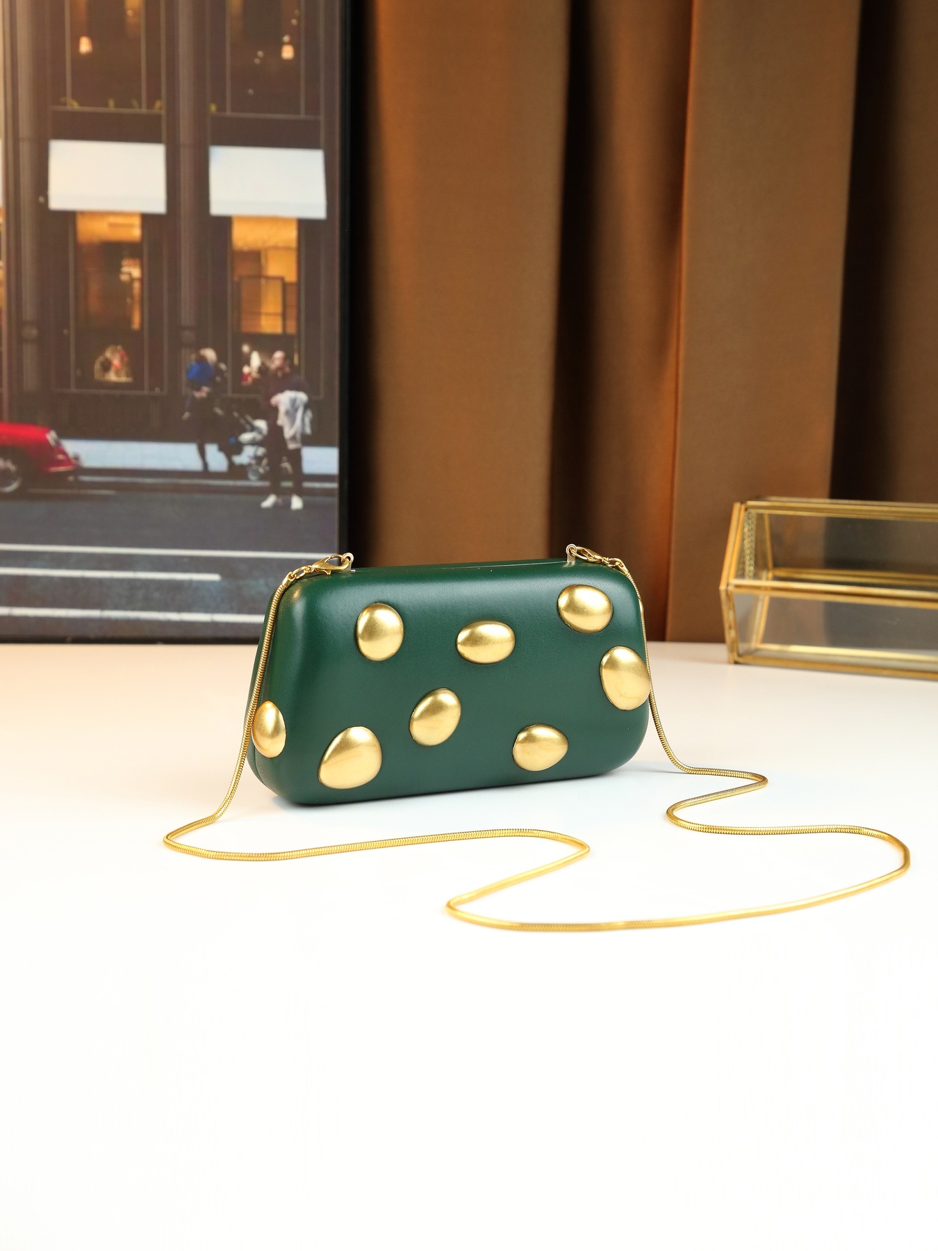 Borsa a tracolla box a pois elegante borsa minimalista per donna_voghion.com