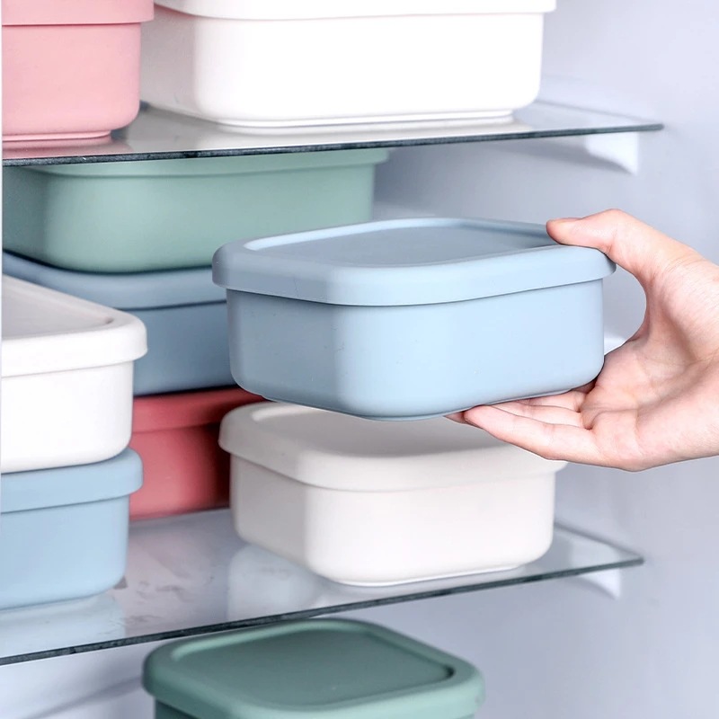 Caja de almuerzo de silicona de estilo japonés sellada horno de microondas trabajador de oficina Bento caja de almuerzo de estudiante portátil caja de almuerzo integrada de tres rejillas