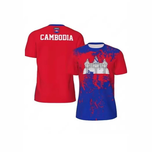 Cambodia 3D Printed Breathable Men's T-Shirt for Sports, Football, Outdoor, Street Casual Wear, and Team Uniform Cambodia 3D Printed Breathable Men's T-Shirt for Sports, Football, Outdoor, Street Casual Wear, and Team Uniform