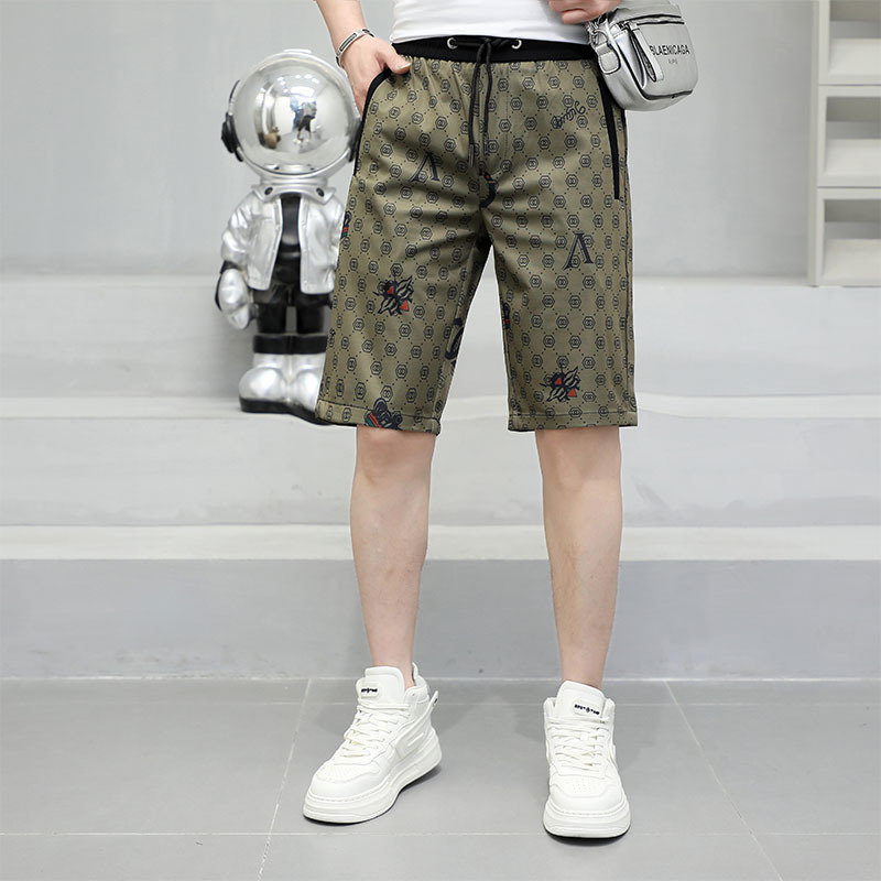 European Fashion Brand Embroidered Half-length Pants Printed European Mid-length Pants Sweater All-match Slim-fit Nose Shorts Casual Pants