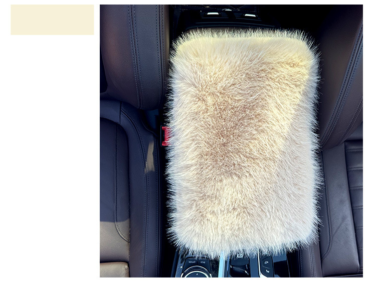Car armrest box mat in stock for winter, fluffy plush thickened armrest box cover, car interior long plush wholesale