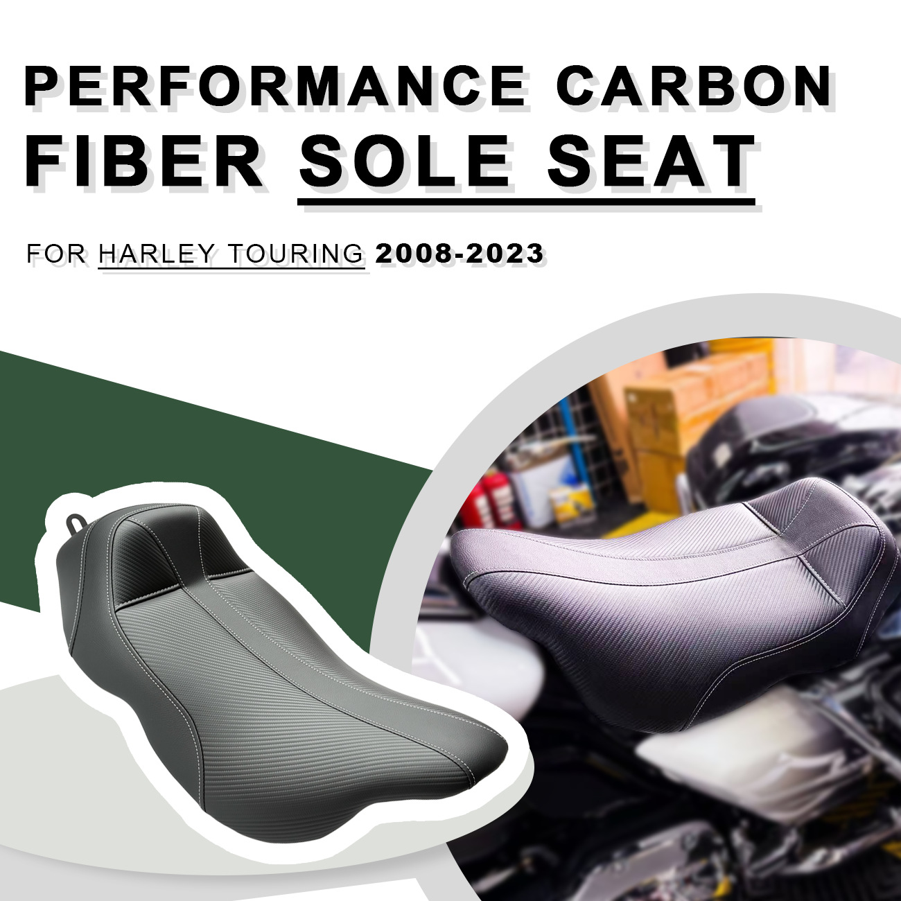 Motorcycle Seat Cushion Suitable for Harley 08-23 Road Glide, Road King, Carbon Fiber Single Seat Cushion