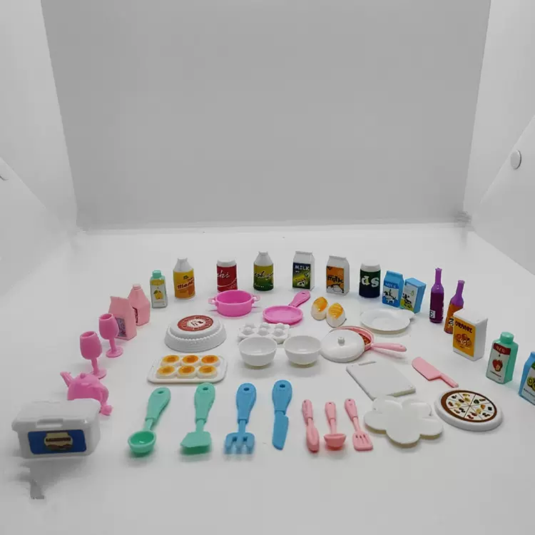 43件套娃娃玩具配件过家家套装食物迷你酒杯餐具饮料蛋糕甜品