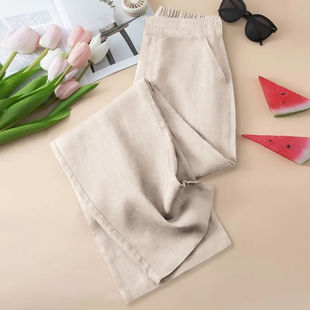 High-End Pure Linen Wide-Leg Pants for Women Summer Thin 2025 New High-Waisted Loose Straight Casual Cotton and Linen Pants